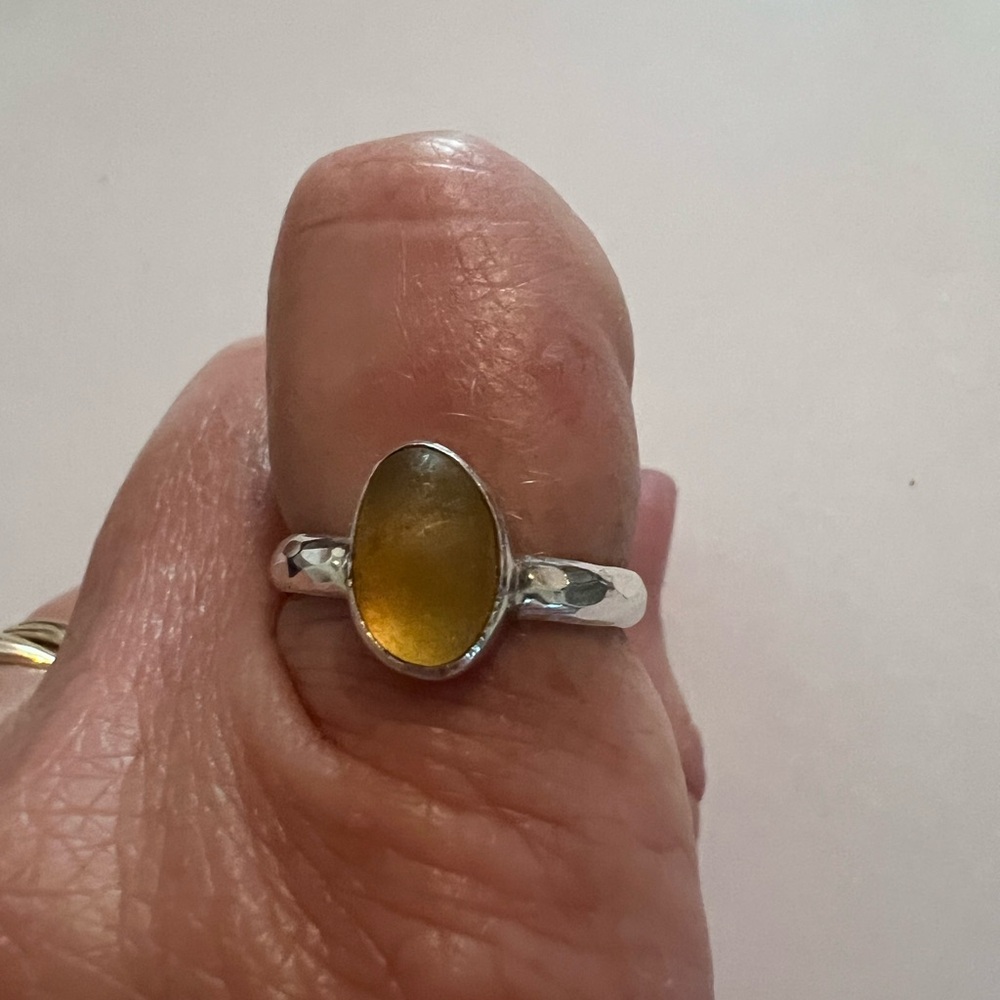 3 Sterling Silver Sea Glass Rings - Picture 7 of 10